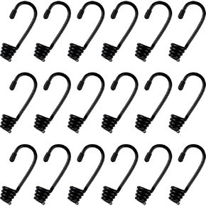 Ferraycle 20 Pieces 1/4 Inch Plastic Coated Bungee Cord Hooks Spiral Bungee Hooks Shock Cord Hook Wire Hooks End for Elastic Rope, Boating, Camping, Auto and Outdoor Uses (No Bungee Cords)