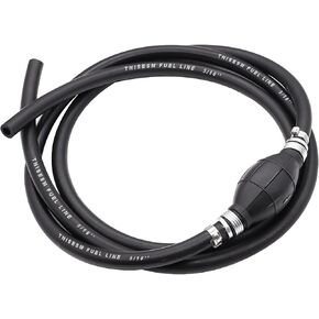 Tnisesm 5/16" Fuel Line Assembly, Nylon Braided Fuel Line Hose Rubber Marine Outboard Boat Motor RVs Fuel Assembly with Primer Bulb 304 Steel Hose Clamps 6.5FT