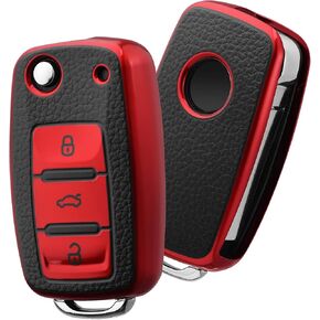 OATSBASF Key Fob Cover Compatible with VW Volkswagen, Car Key Case for VW Golf, Polo Passat Skoda Seat Accessories, Silicone TPU Shell 3-Button