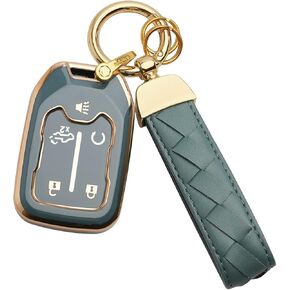 for Chevrolet Key Fob Cover Keychain Fit for 2018-2022 Silverado And GMC Sierra 1500 2500HD 3500HD 2015-2021 Smart Key Shell Case (Blue, 5 Buttons)