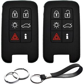 2pcs Compatible with Volvo S60 S80 V40 V60 V70 XC60 XC70 Key Fob Cover Case Key Chain Protector Keyless Entry Remote Smart 6 Buttons Holder