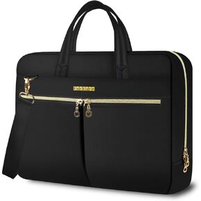 Ferkurn Laptop Bag Case 17 17.3 Inch Women Men Computer Bag Compatible with HP Envy Pavilion Omen/LG Gram/MSI/Dell XPS/Thinkpad/TUF Vivobook/Acer, Shoulder Strap Briefcase Messenger Bag, Black