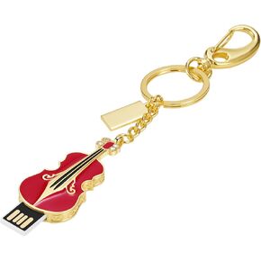 USB Flash Drive, 16GB/32GB/64GB/128GB USB2.0 Guitar Shape Memory Stick Date Storage Pendrive Thumb Drives U Disk Key Chain(16GB,Red)