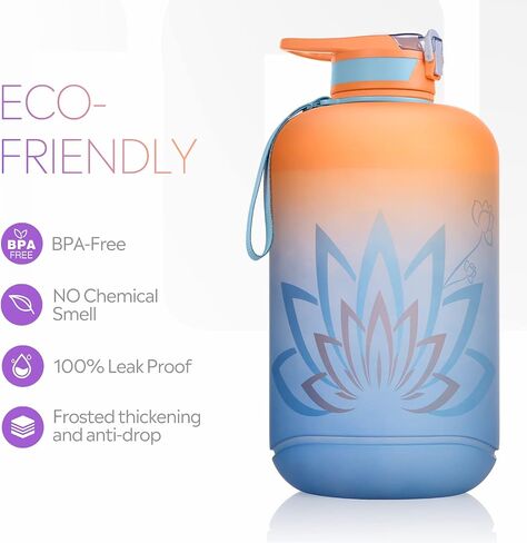 TOBA 1 Gallon Water Bottle -128 oz Motivational, BPA Free Water Jug Large Sports, Leakproof Drinking Bottle Women/Men for Fitness Gym Outdoor Activity in Saudi Arabia