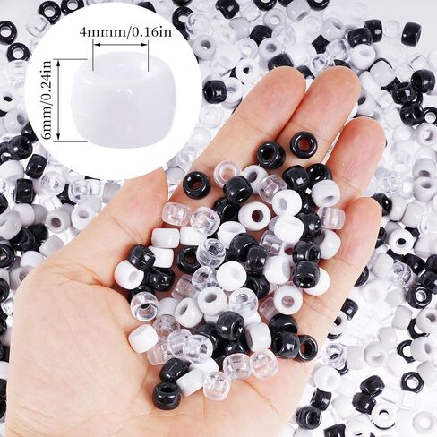 1000 Pcs Black Beads Assorted Opaque Round Plastic Beads for Home Decor Necklaces Bracelets Earrings DIY Crafts (Black) in Saudi Arabia
