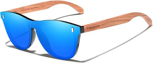KINGSEVEN Bubinga Polarized Sunglasses Retro Vintage Stylish Design for Men Women, Mirrored Lens B5510 in Saudi Arabia