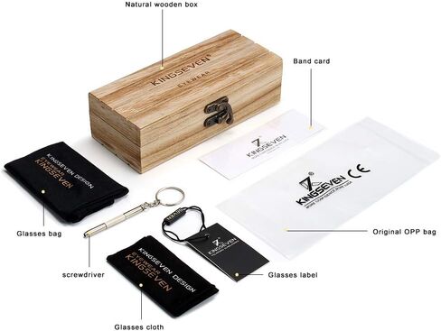 نظارات شمسية مستقطبة من KINGSEVEN Bubinga بتصميم كلاسيكي أنيق للرجال والنساء، عدسة عاكسة B5510 in Kuwait