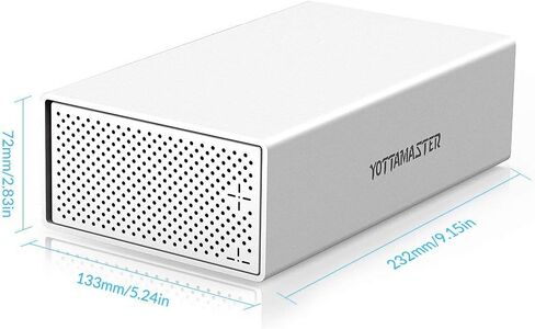 Yottamaster 2 Bay External Hard Drive Enclosure, Aluminum USB3.0 3.5" HDD Enclosure for 3.5 2.5 Inch SATA HDD Support 2x16TB, Non-RAID Direct Attached Storage(DAS) Personal Data Backup [PS200U3] in Saudi Arabia