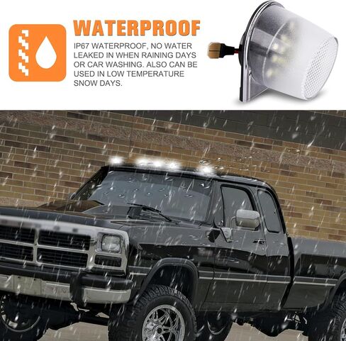 Gempro LED Cab Roof Marker Lights Top Clearance Running Lights for DODGE W100 150 250 350 D100 150 250 350 Cab Marker Lamps, 5PCS (Amber Led) in Saudi Arabia