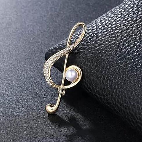 Fashion Music Note Sheet Brooch Colorful Rhinestone Note Treble Clef Brooch Pin Scarf Buckle for Women Wedding Concert Party Jewelry Gift in Kuwait