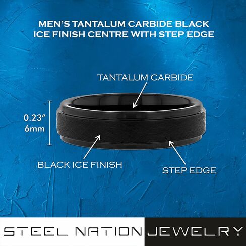Men's 6mm Tantalum Carbide Contemporary Bands - Choice of Designs with Step Edges in Saudi Arabia