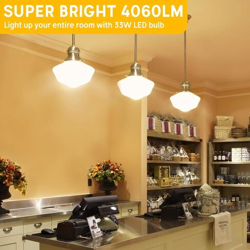 300W Equivalent LED Light Bulb, Super Bright 4060 Lumen Warm White 3000K, A23 E26 Medium Base 33 Watt LED Bulb for Garage Warehouse Workshop Backyard Patio Street Supermarket, 2-Pack in Saudi Arabia