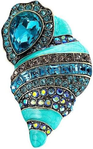 محارة بروش دبوس للنساء المحيط البحر شل دبوس الأزرق كريستال حجر الراين صدف دبوس صدف المينا دبوس صدف مجوهرات للنساء الفتيات الزفاف عيد ميلاد عطلة الصيف الشاطئ الهدايا in Kuwait