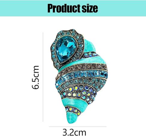 محارة بروش دبوس للنساء المحيط البحر شل دبوس الأزرق كريستال حجر الراين صدف دبوس صدف المينا دبوس صدف مجوهرات للنساء الفتيات الزفاف عيد ميلاد عطلة الصيف الشاطئ الهدايا in Kuwait