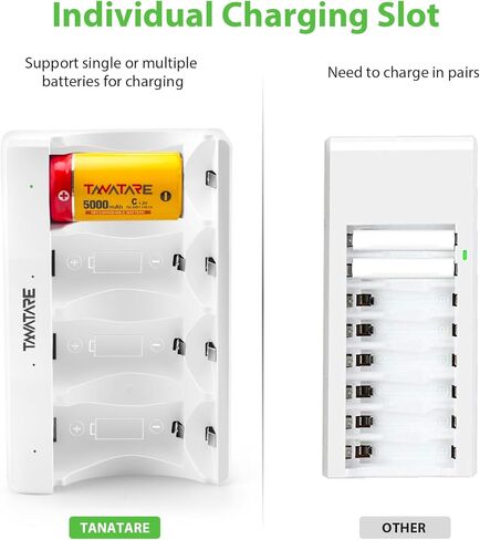 شاحن بطارية قابل لإعادة الشحن C D - شاحن بطارية ذو 4 فتحات فردية مع ضوء LED لبطاريات NiMH NiCD C D in Kuwait