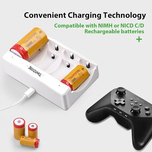 شاحن بطارية قابل لإعادة الشحن C D - شاحن بطارية ذو 4 فتحات فردية مع ضوء LED لبطاريات NiMH NiCD C D in Kuwait