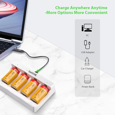 شاحن بطارية قابل لإعادة الشحن C D - شاحن بطارية ذو 4 فتحات فردية مع ضوء LED لبطاريات NiMH NiCD C D in Kuwait