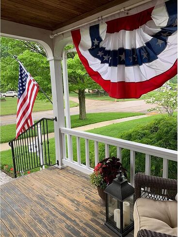 Homissor American Flag Bunting Outdoor 5x10 Ft US Pleated Fan Flag Embroidered Stars in USA Pleated Bunting Made Oxford Nylon in Saudi Arabia