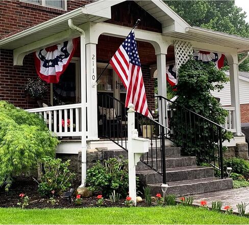 Homissor American Flag Bunting Outdoor 5x10 Ft US Pleated Fan Flag Embroidered Stars in USA Pleated Bunting Made Oxford Nylon in Saudi Arabia