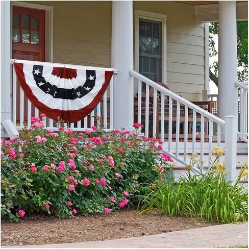 Homissor American Flag Bunting Outdoor 5x10 Ft US Pleated Fan Flag Embroidered Stars in USA Pleated Bunting Made Oxford Nylon in Saudi Arabia