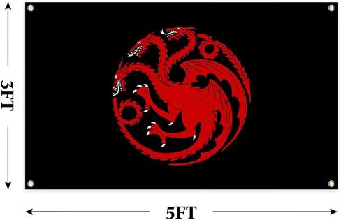 Targaryen Flag Funny Flags House Flag with 4 Brass Grommets Vivid Colour Thick Polyester 3×5 Feet Décor in Saudi Arabia