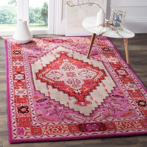 SAFAVIEH Bellagio Collection Area Rug - 5' x 8', Red & Pink, Handmade Medallion Wool, Ideal for High Traffic Areas in Living Room, Bedroom (BLG545B) in Saudi Arabia