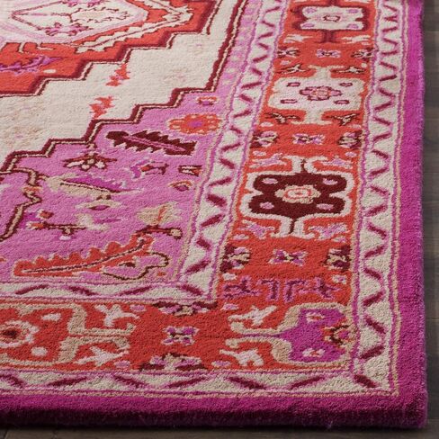 SAFAVIEH Bellagio Collection Area Rug - 5' x 8', Red & Pink, Handmade Medallion Wool, Ideal for High Traffic Areas in Living Room, Bedroom (BLG545B) in Saudi Arabia