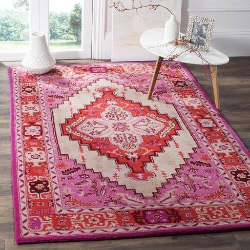 SAFAVIEH Bellagio Collection Area Rug - 5' x 8', Red & Pink, Handmade Medallion Wool, Ideal for High Traffic Areas in Living Room, Bedroom (BLG545B) in Saudi Arabia