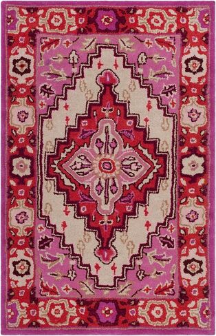 SAFAVIEH Bellagio Collection Area Rug - 5' x 8', Red & Pink, Handmade Medallion Wool, Ideal for High Traffic Areas in Living Room, Bedroom (BLG545B) in Saudi Arabia