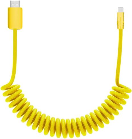 chubbycable Curly Chubby - Retractable Fast Charging Cable 240W Coiled Charger Cord for Car Durable USB-C Cable for Phones, Tablets and More, Orange, USB-A to Type-C, 1.3FT-2.3FT in Kuwait