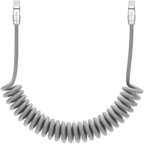 chubbycable Curly Chubby - Retractable Fast Charging Cable 240W Coiled Charger Cord for Car Durable USB-C Cable for Phones, Tablets and More, Orange, USB-A to Type-C, 1.3FT-2.3FT in Kuwait