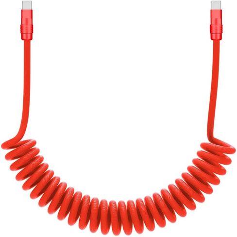 chubbycable Curly Chubby - Retractable Fast Charging Cable 240W Coiled Charger Cord for Car Durable USB-C Cable for Phones, Tablets and More, Orange, USB-A to Type-C, 1.3FT-2.3FT in Kuwait