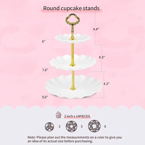 Pack of 10 NWK Cake Stand, Cupcake Stand, with 3X Two-Tier Cupcake Stands + 3X Three-Tier Cupcake Stands + 4 x Appetizer Trays Perfect for Birthday Baby Bridal Shower Party (White) in Saudi Arabia