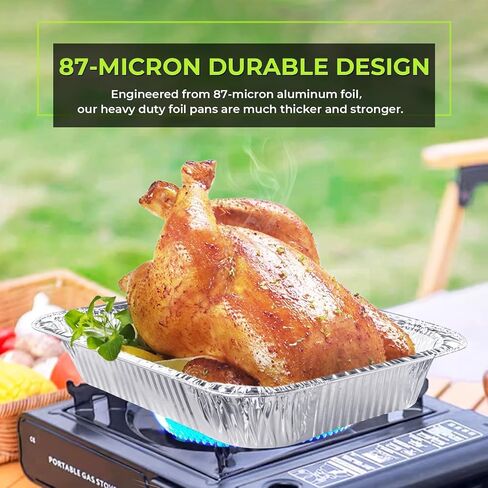 Aluminum Pans 9x13 Inch 100 Pack, Extra Heavy Duty Foil Pans with Half Size Deep Steam Aluminum Tray Tin Foil Pans for Prepping Food, Storing Heating, Cooking, Baking, Roasting in Saudi Arabia