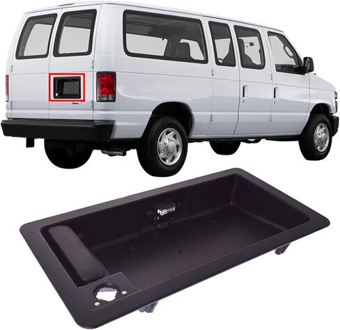 Rear Cargo Door Handle & License Plate Tag Bracket Replacement for Van E150 E250 E350 1992-2007 FO1820100 6C2Z15434A20AA Black in Saudi Arabia