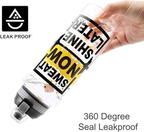 Home Tune 32oz Motivational Water Bottle with Time Marker, BPA FREE Tritan & Leak Proof & Carry Handle & Unique Design & Easy Clean (Wolf) in Saudi Arabia