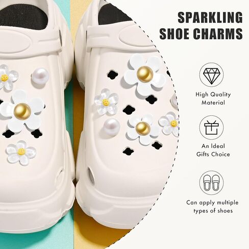NateBur Flower Shoe Charms Cute Daisy Shoe Charms for Girls Women Adults & Kids Shoe Decoration for Sandals Clog Birthday Party Gift in Kuwait