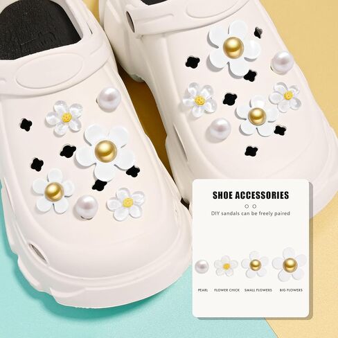 NateBur Flower Shoe Charms Cute Daisy Shoe Charms for Girls Women Adults & Kids Shoe Decoration for Sandals Clog Birthday Party Gift in Kuwait
