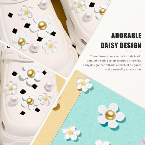 NateBur Flower Shoe Charms Cute Daisy Shoe Charms for Girls Women Adults & Kids Shoe Decoration for Sandals Clog Birthday Party Gift in Kuwait