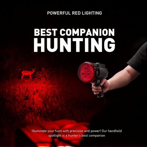GOODSMANN Rechargeable Spotlight LED Portable Handheld Searchlight 6000 Lumen IP67 Waterproof Marine Spot Light for Hiking Boating Hunting Camping Hiking with EVA Carrying Case and Red Filter Lens in Saudi Arabia