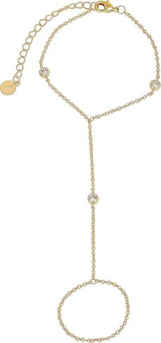 Faire de la Mode 5 CZ Diamond Gold Bracelet Ring Hand Chain for 4-9 Ring Sizes – Non-Tarnish 14k Gold Hand Chain Bracelet for Women – 6" to 8" Adjustable Length in Kuwait
