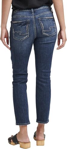 Silver Jeans Co. Women's Elyse Mid Rise Comfort Fit Straight Crop Jeans in Kuwait