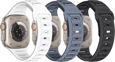 TRA 3 Pack Sport Bands Compatible with Apple Watch Ultra 2/Ultra Band 49mm 45mm 44mm 42mm 41mm 40mm 38mm, Soft Silicone Strap Replacement Wristband Compatible for iWatch Series 9/8/SE/7/6/5/4/3/2/1 in Saudi Arabia