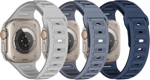 TRA 3 Pack Sport Bands Compatible with Apple Watch Ultra 2/Ultra Band 49mm 45mm 44mm 42mm 41mm 40mm 38mm, Soft Silicone Strap Replacement Wristband Compatible for iWatch Series 9/8/SE/7/6/5/4/3/2/1 in Saudi Arabia
