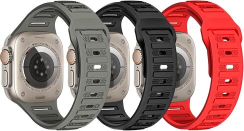 TRA 3 Pack Sport Bands Compatible with Apple Watch Ultra 2/Ultra Band 49mm 45mm 44mm 42mm 41mm 40mm 38mm, Soft Silicone Strap Replacement Wristband Compatible for iWatch Series 9/8/SE/7/6/5/4/3/2/1 in Saudi Arabia