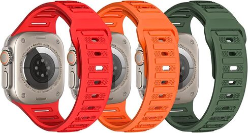 TRA 3 Pack Sport Bands Compatible with Apple Watch Ultra 2/Ultra Band 49mm 45mm 44mm 42mm 41mm 40mm 38mm, Soft Silicone Strap Replacement Wristband Compatible for iWatch Series 9/8/SE/7/6/5/4/3/2/1 in Saudi Arabia