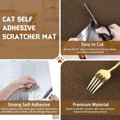 Climbing Cat Scratcher Mat Trimmable Cat Scratching Post Carpet 78.7’’x15.8’’ Self Adhesive Carpet Mat Pad Replacement for Cat Tree Shelves Post Couch Wall Furniture Steps DIY Protector (Cream White) in Saudi Arabia