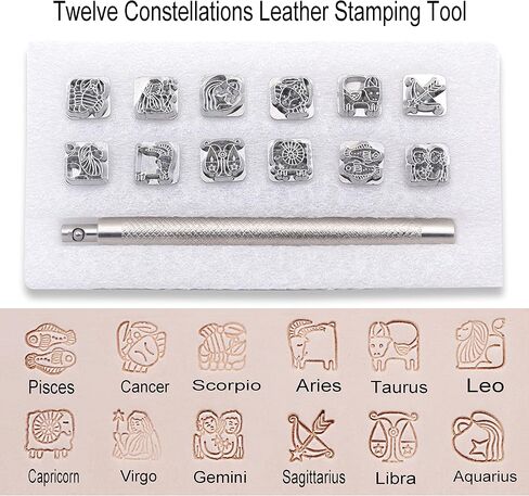 Meagtlva Leather Stamps Tools, 12pcs Animal and Plant Stamping, Zinc Alloy Stamp Tool Set with Different Pattern Punching Head Tools for Imprinting Leather (12pcs Animal and Plant) in Saudi Arabia