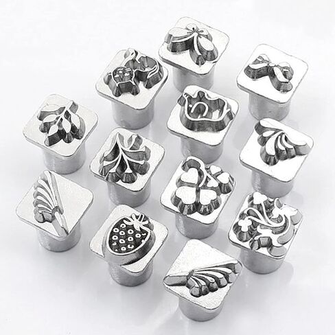 Meagtlva Leather Stamps Tools, 12pcs Animal and Plant Stamping, Zinc Alloy Stamp Tool Set with Different Pattern Punching Head Tools for Imprinting Leather (12pcs Animal and Plant) in Saudi Arabia
