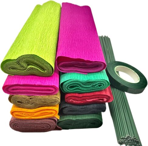 لفات ورق الكريب 10 ألوان من Lmlliang - 250 × 25 سم، من أجل ورق تغليف الهدايا DIY والحرف اليدوية وأعياد الميلاد وحفلات الزفاف والزهور الورقية (ألوان مختلطة) in Saudi Arabia